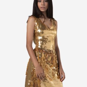 Gold night party dress